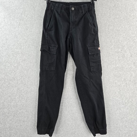 Dickies Pants Womens 25 R 26x29 Black Cargo Jogger High Rise Work Elastic Waist - Picture 1 of 12